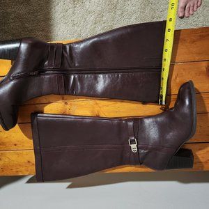 Extended Calf! Giani Bernini Womens Memory-Foam Brown Knee High Boots Sz 9.5 CW
